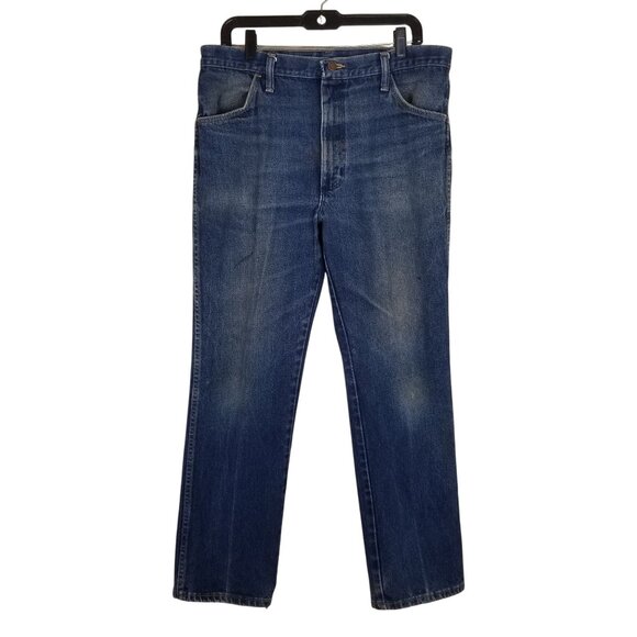 Vintage Rustler Mens Blue Jeans 36x30 Relaxed Fit Denim Thrashed Paint Stains - Picture 1 of 9